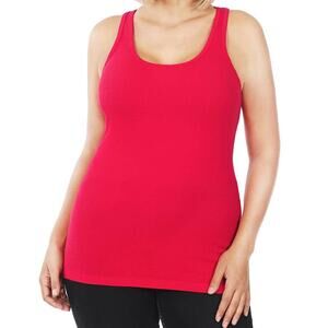 1X Ruby Red Ribbed Seamless Racerback Tank Top Zenana oversized Plus Sz comfort